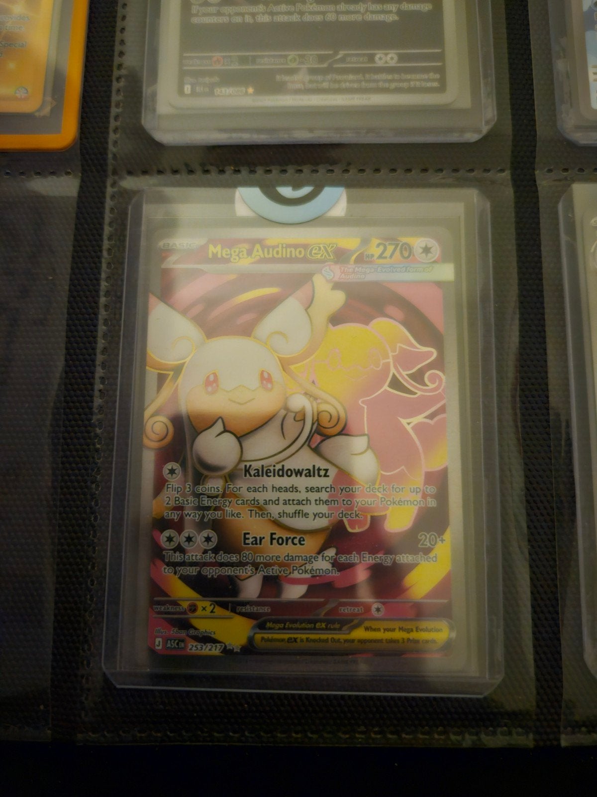 Pokemon Mega Audino ex 253/217 Ascended Heroes, Ophalen of Verzenden, Zo goed als nieuw, Losse kaart, Foil