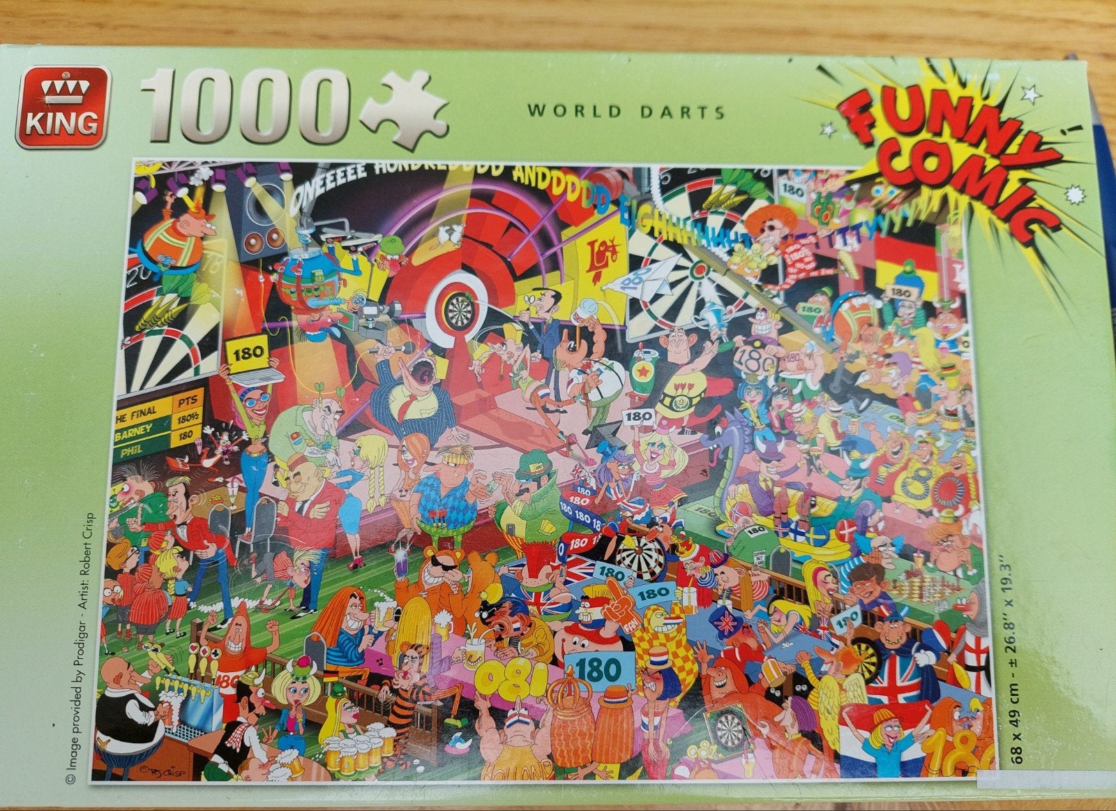 King Funny Comic World Darts Puzzel 1000 stukjes, Hobby en Vrije tijd, Denksport en Puzzels, Ophalen of Verzenden, 500 t/m 1500 stukjes