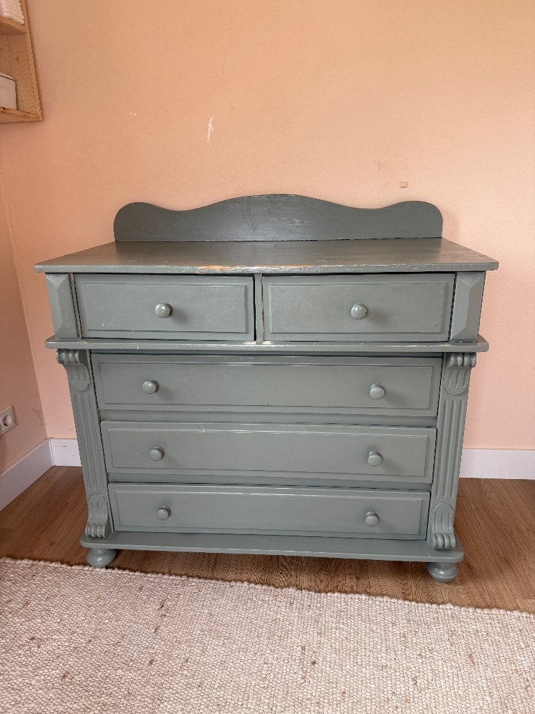 Antieke grenen set commode & kast – landelijke stijl, Ophalen, Gebruikt, 50 tot 70 cm, 100 cm of meer