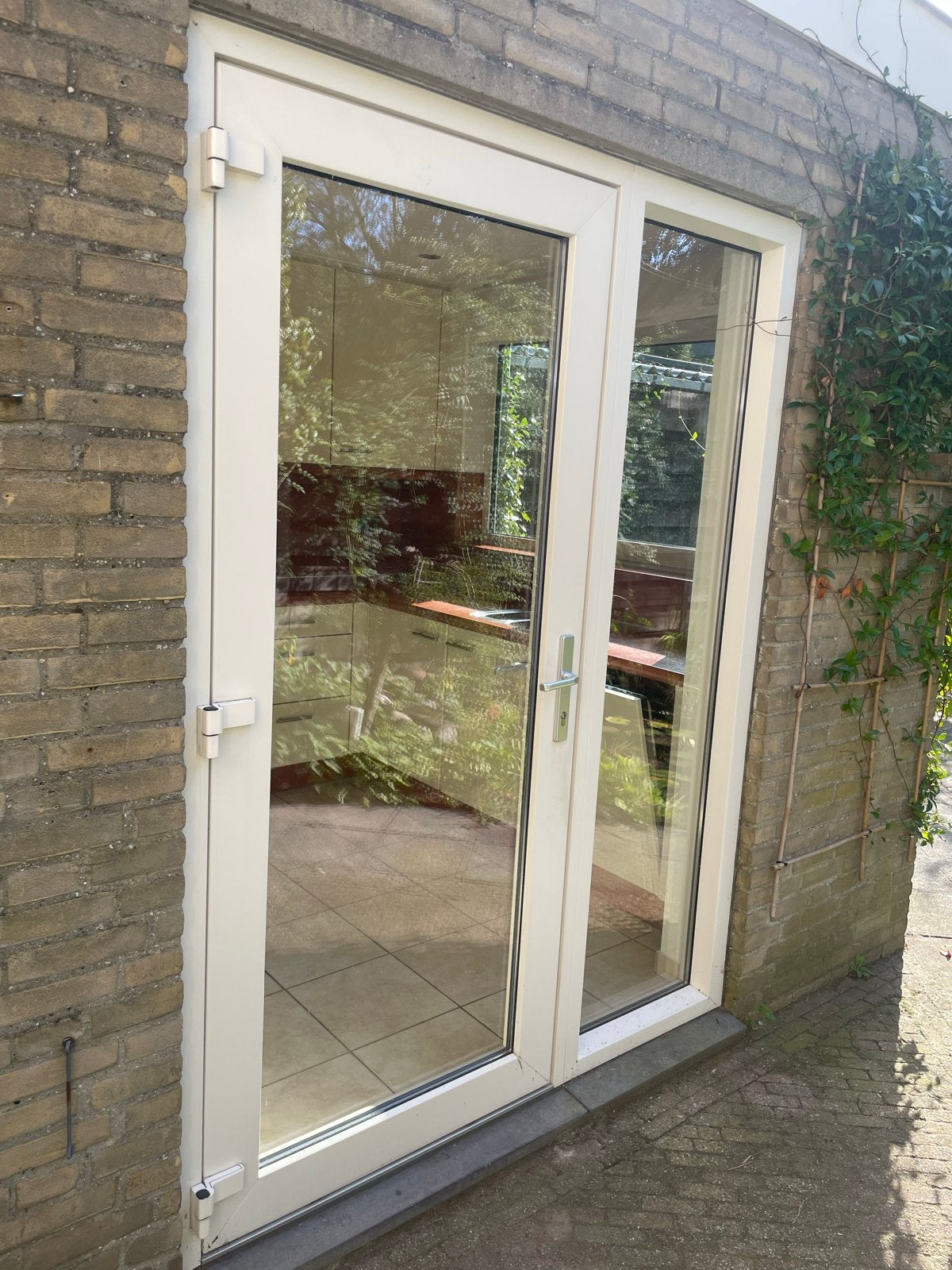 Buitendeur met vast deel, HR++ glas, Doe-het-zelf en Verbouw, Ophalen, 120 cm of meer, 215 cm of meer, Glas