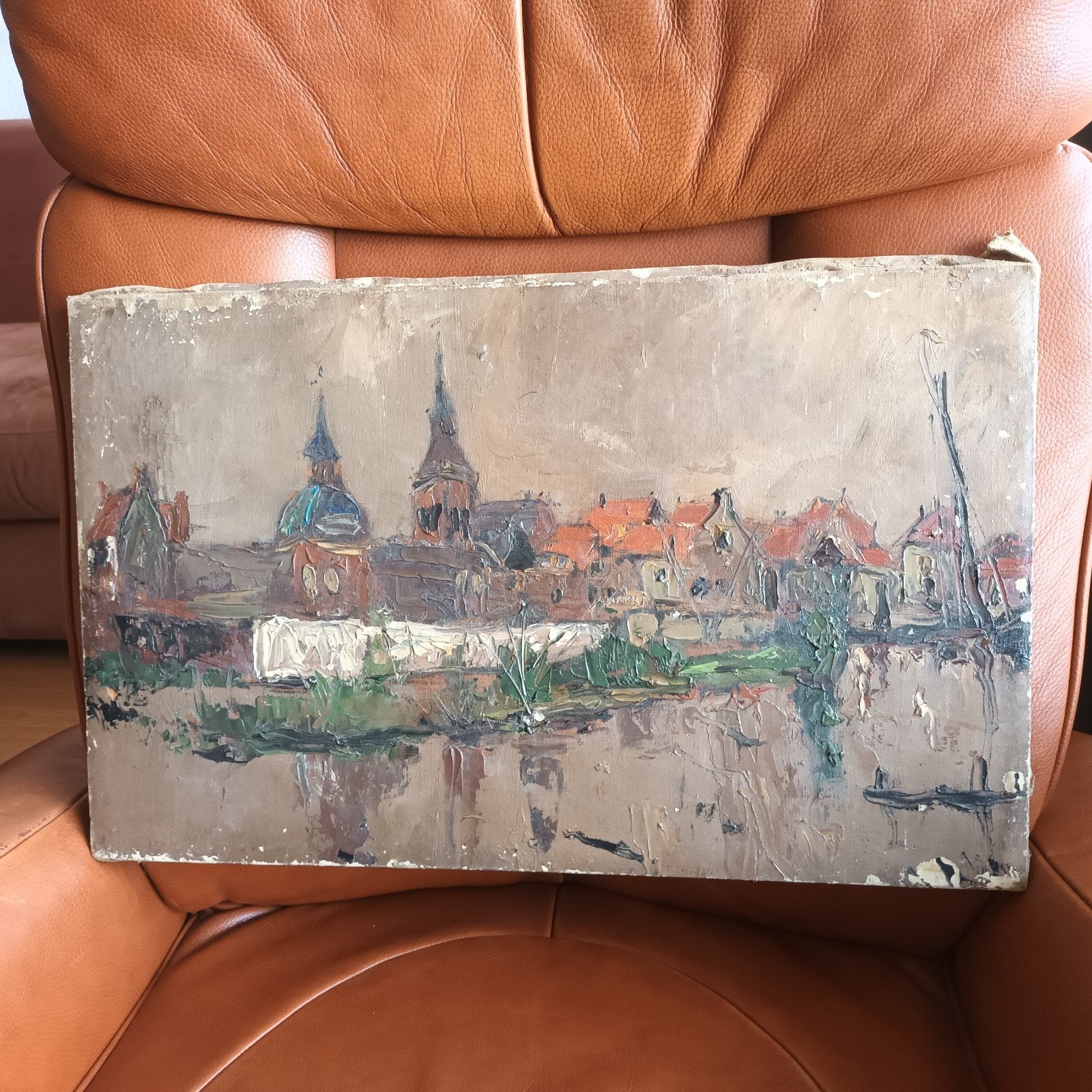 Oud schilderij, Haagse school stijl, olieverf op doek, Ophalen of Verzenden