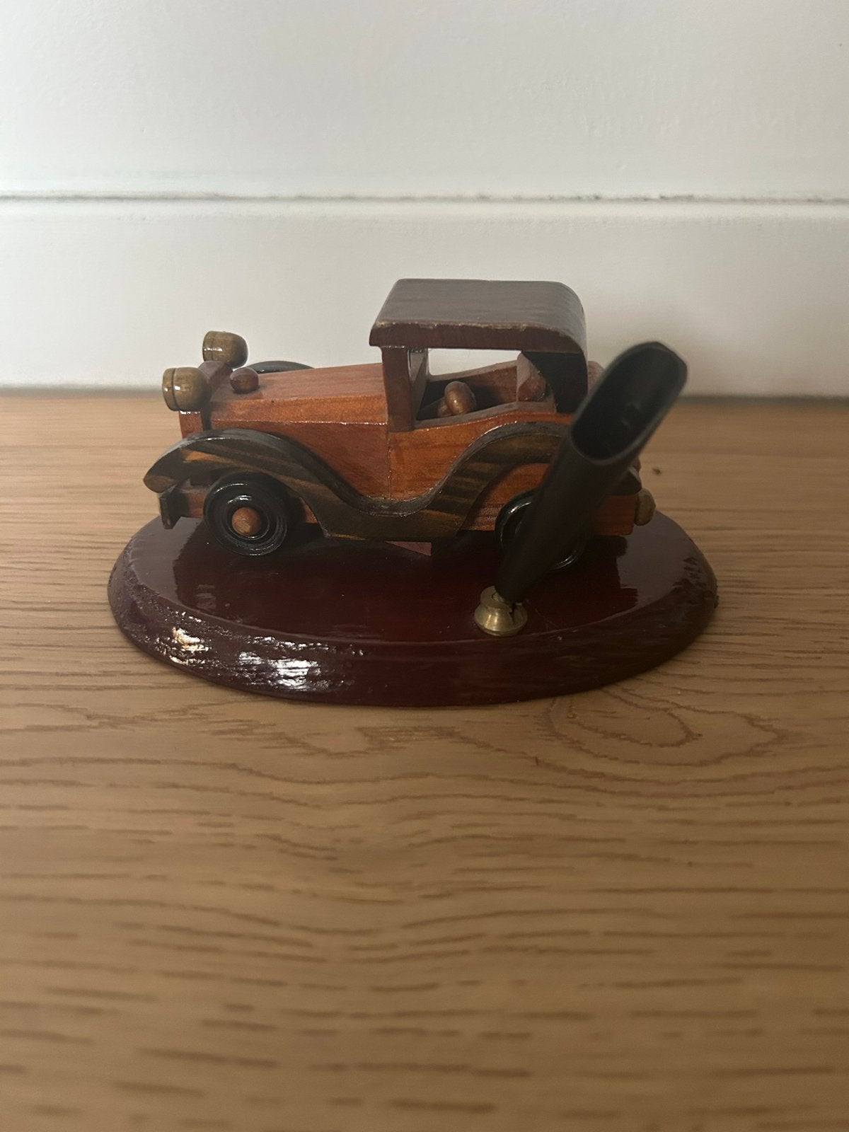 Vintage Houten Auto Penhouder - Decoratief Bureau Accessoire, Ophalen of Verzenden