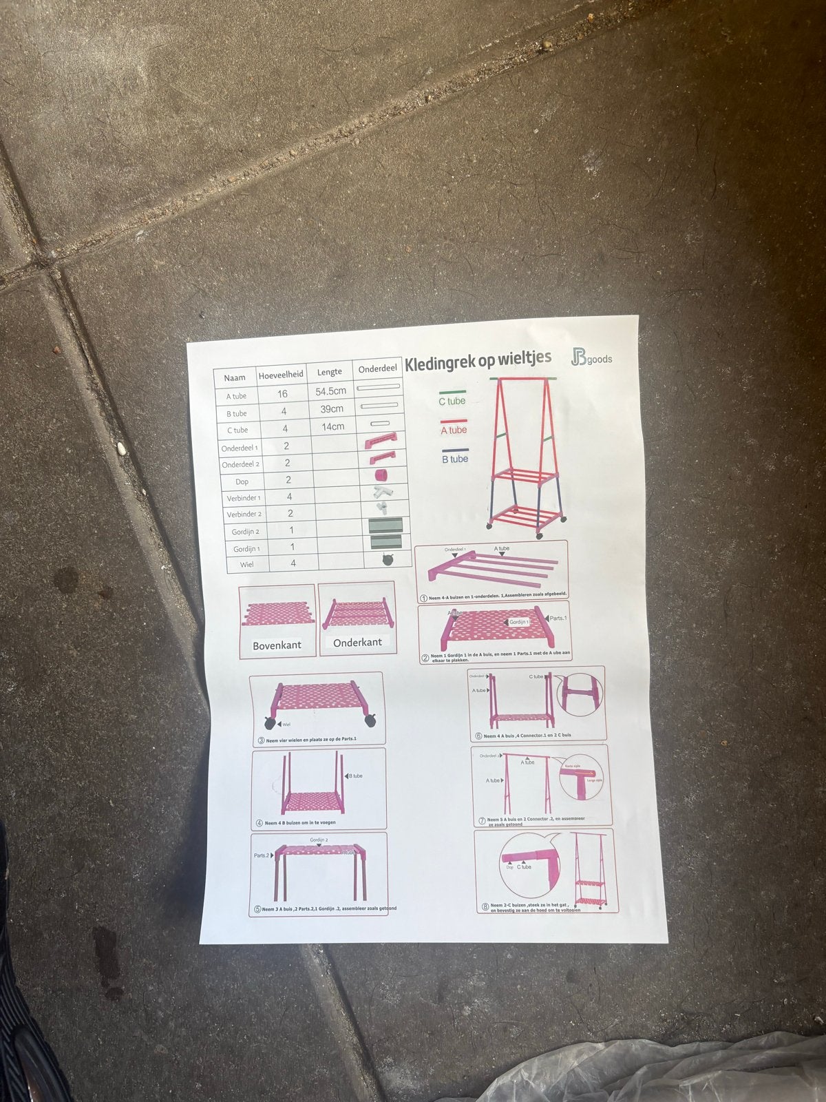Kledingrek op wieltjes - Nieuw in doos, Ophalen, Met wielen, Nieuw