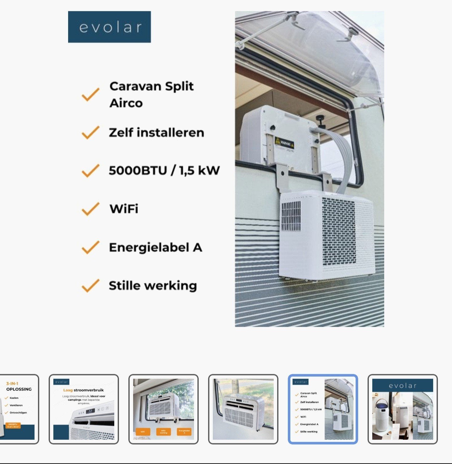 Evolar Mobiele Split Airco voor Caravan/Camper 3-in-1, Ophalen