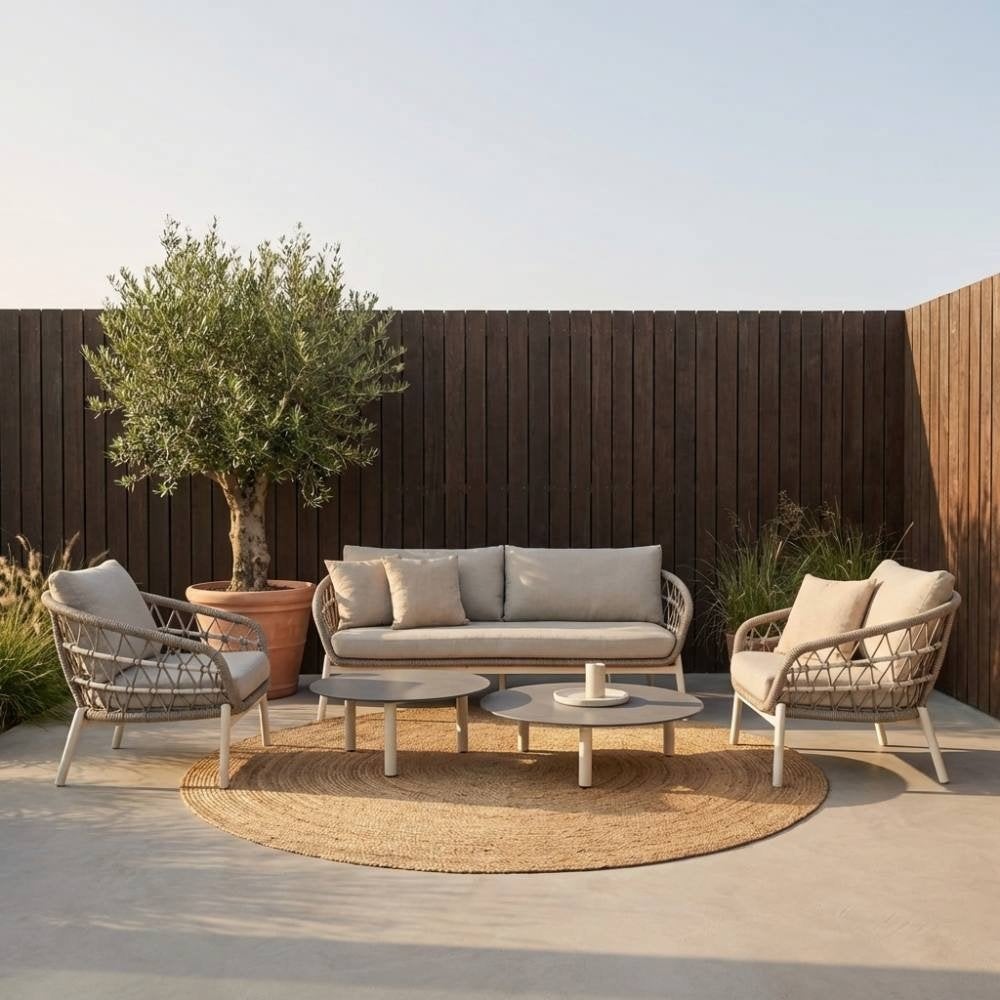 Dakota stoel-bank  bank ietsje scheef valt niet op, Ophalen, 5 zitplaatsen, LUX Outdoor living, Aluminium