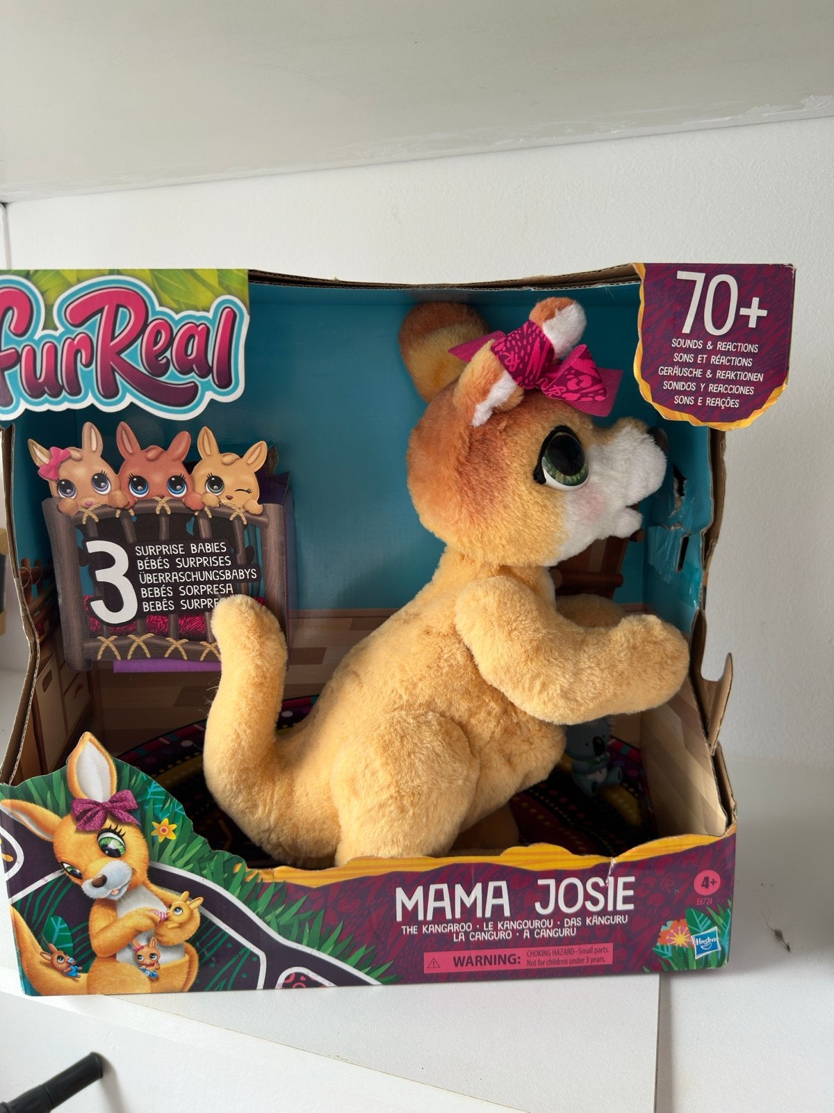 FurReal Mama Josie de Kangoeroe met 3 verrassingsbaby's, Kinderen en Baby's, Ophalen, Oranje, Overige merken, Met geluid