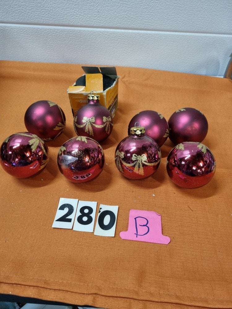 kerstballen met strik bordeaurood glas [b280], Ophalen of Verzenden, 'T Olde Gre-j, Info@toldegrej.nl, Endepoelstraat 20f Didam