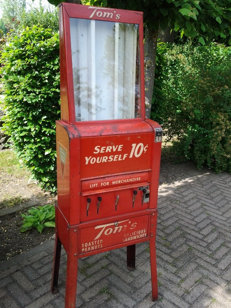 Tom 's pinda en sandwiches automaat fifties sixties vintage, Ophalen, Gebruikt
