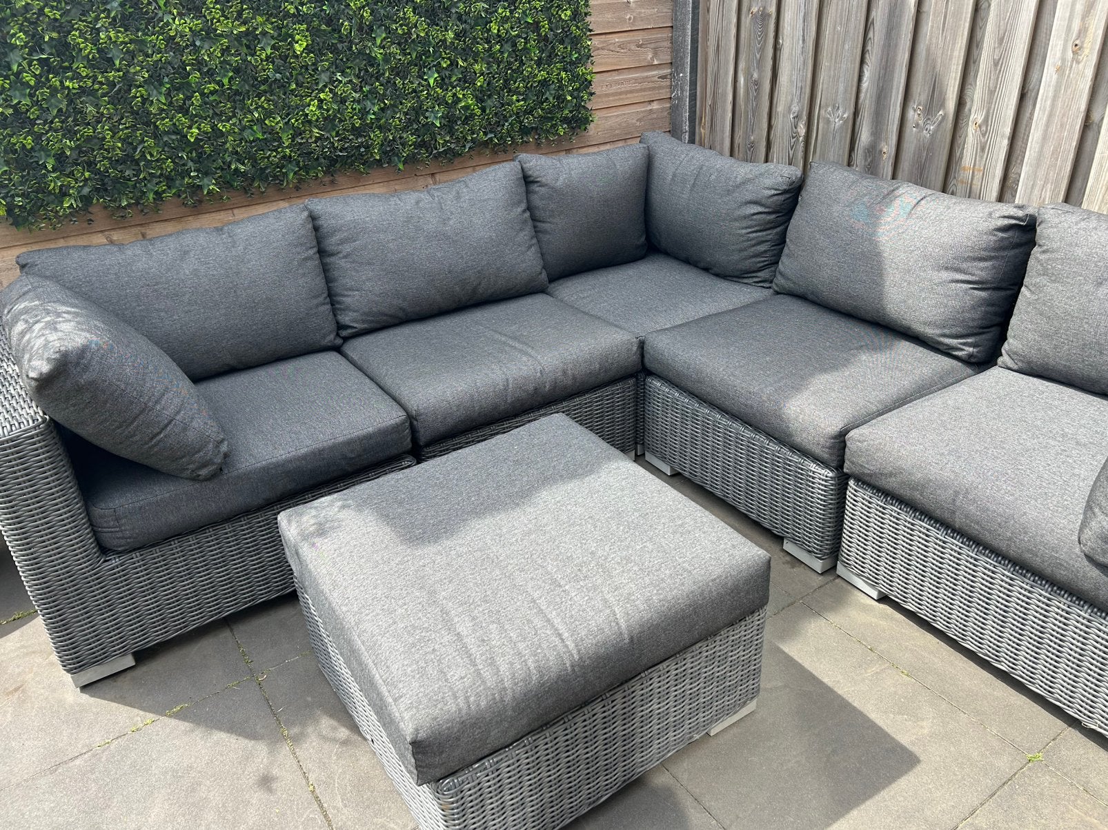 Garden Collections Loungeset met tafel en lossen loungestoel, Ophalen, Gebruikt, Kunststof, Bank