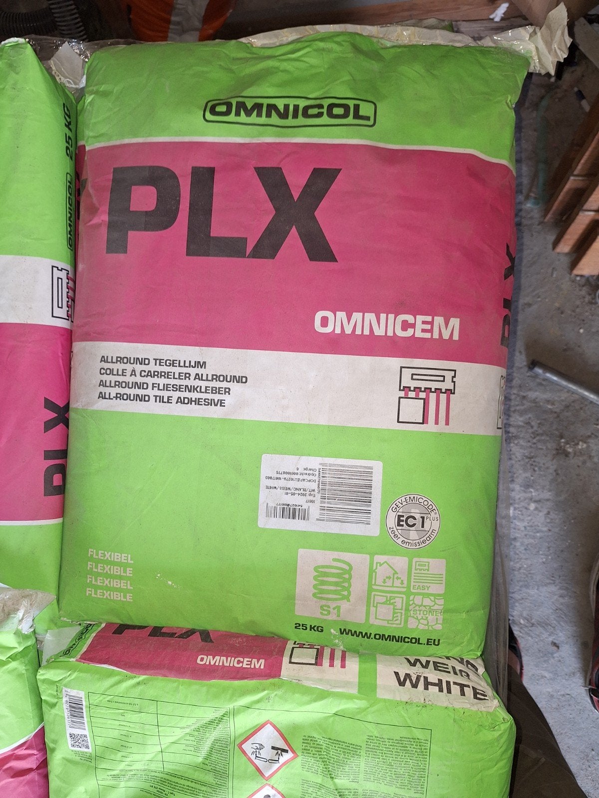 Omnicol Omnicem PLX Flexibele Tegellijm Poederlijm wit 25 kg, Ophalen of Verzenden, Nieuw, Overige typen