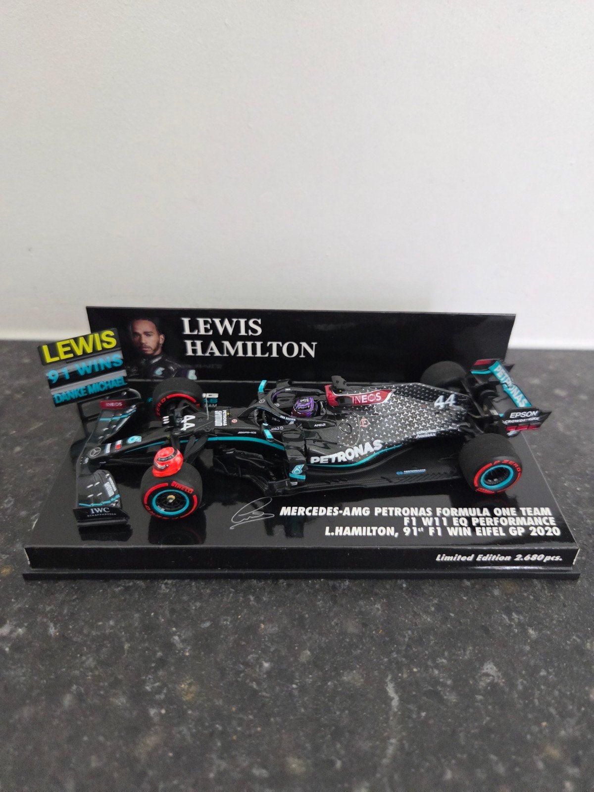 Lewis Hamilton 91st f1 win Eifel gp 2020 Limited edition, Ophalen of Verzenden, Nieuw, Auto, MiniChamps
