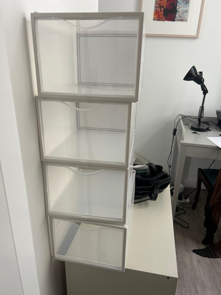 4x Transparante Opbergdozen - Schoenen/Diversen, Ophalen of Verzenden, Gebruikt