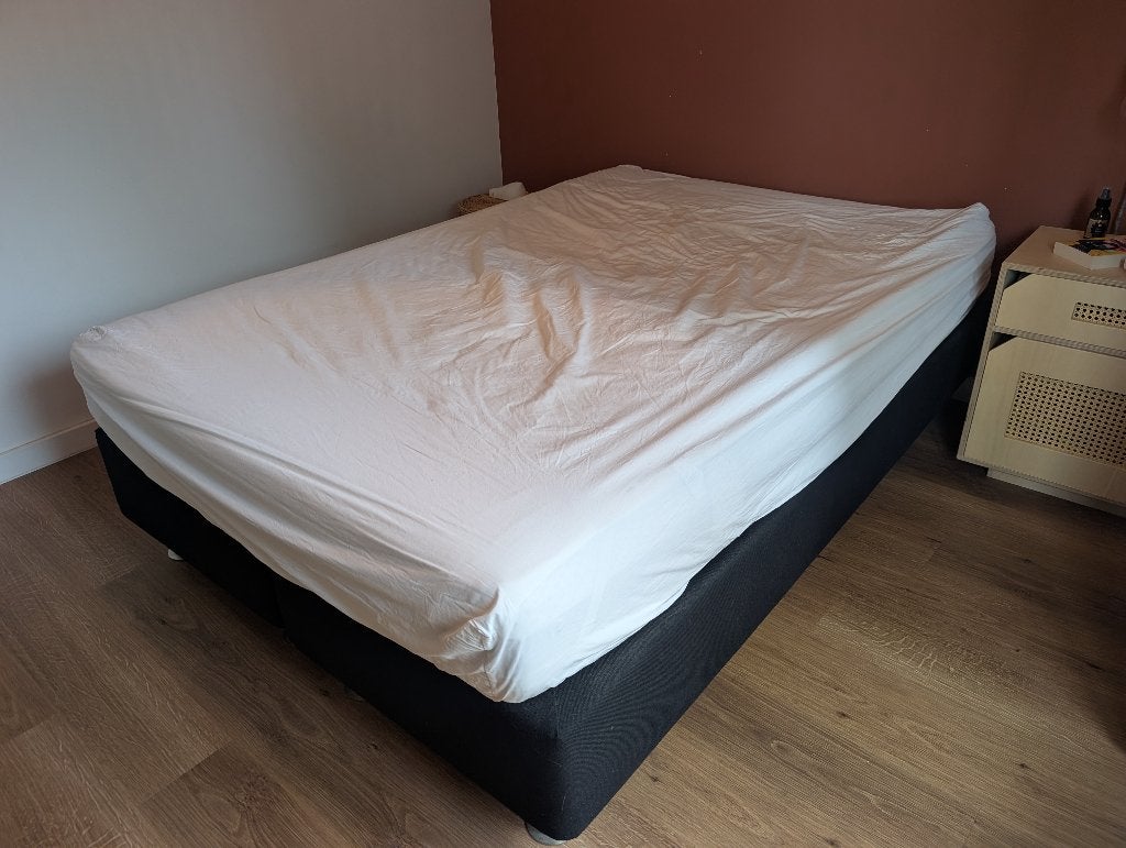 Tweepersoons boxspring 140x200, Ophalen, Gebruikt, Zwart, Tweepersoons