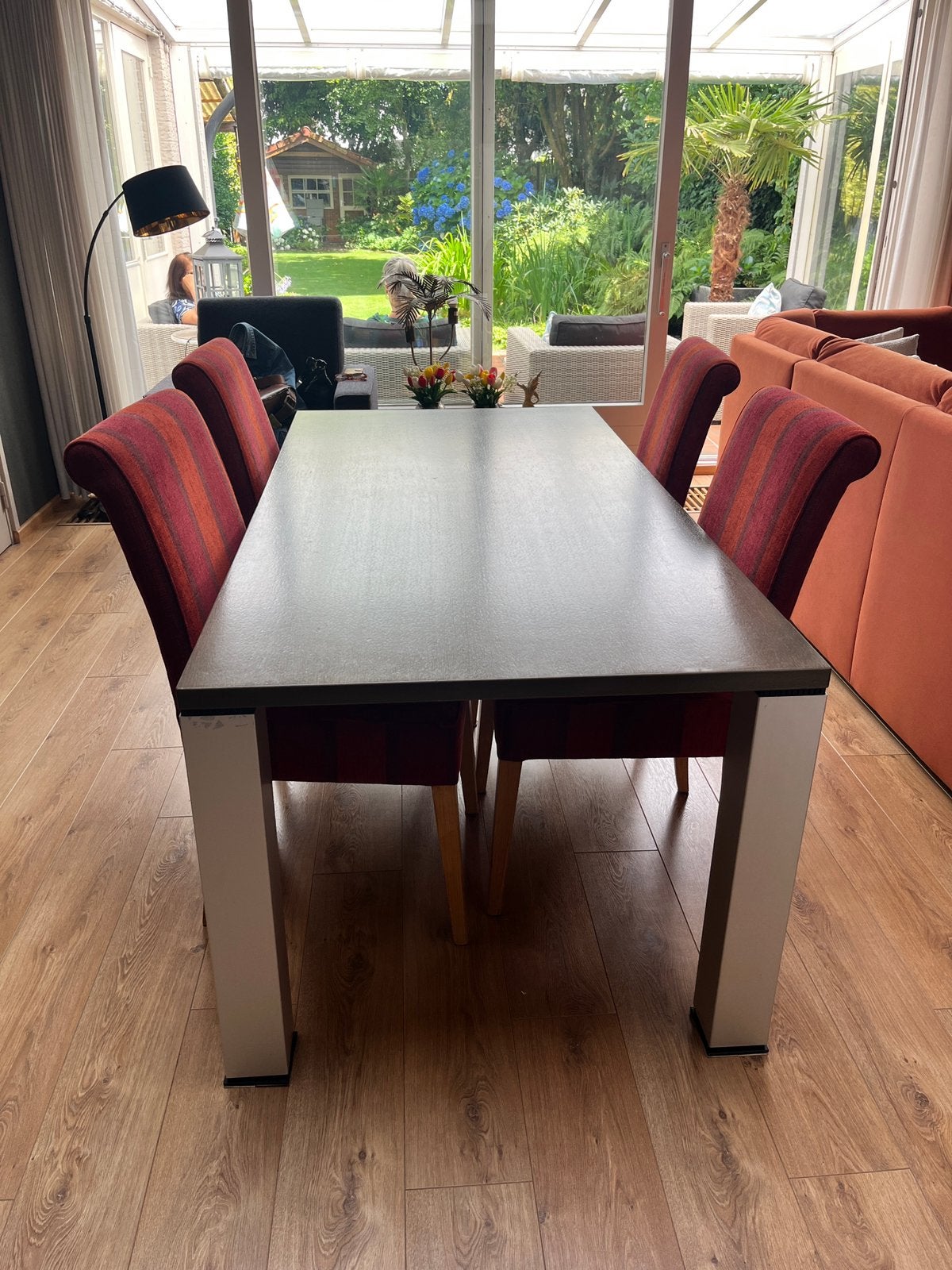 Eetkamer tafel met 6 stoelen, Ophalen, Gebruikt, 6 tot 8 stoelen