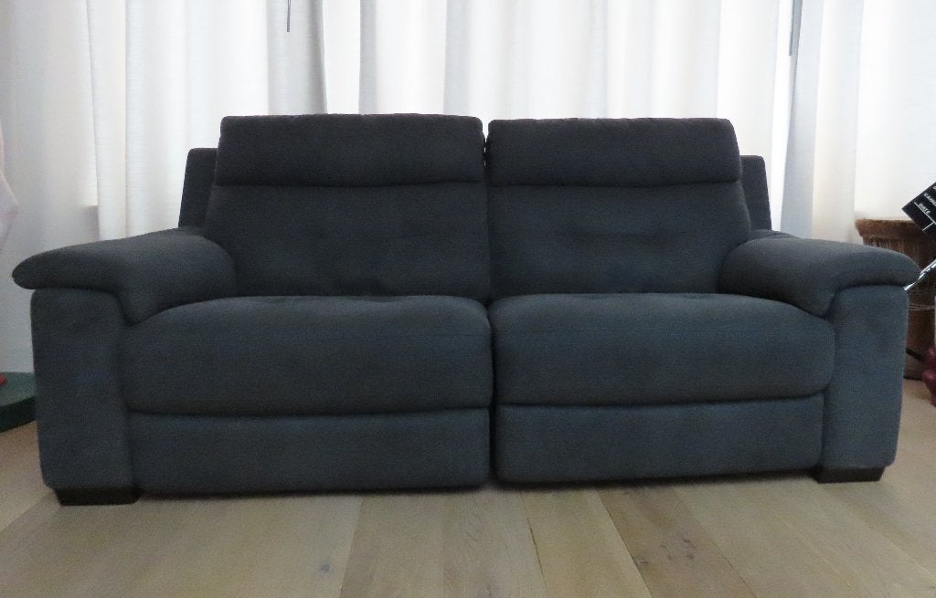 Goossens Elektrische Relax 2.5 Zits Bank Stof Grijs 214 cm., Ophalen, Tweepersoons, 75 tot 100 cm, Zo goed als nieuw