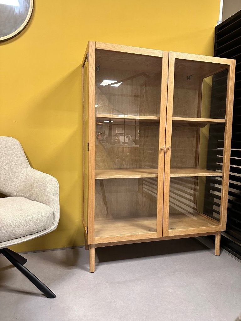 Wandkast - houten kast naturel - wandkast met glazen deuren, Huis en Inrichting, Ophalen, Nieuw, 25 tot 50 cm, 100 tot 150 cm