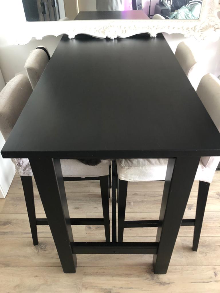 Ikea bartafel met 4 barkrukken ( krukken zonder hoes ), Huis en Inrichting, Ophalen, Gebruikt, 100 tot 150 cm, 50 tot 100 cm