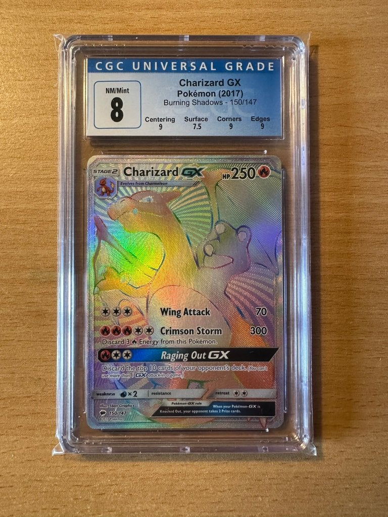 Burning Shadows - Charizard Gx Secret Rare CGC 8, Ophalen of Verzenden, Nieuw, Losse kaart