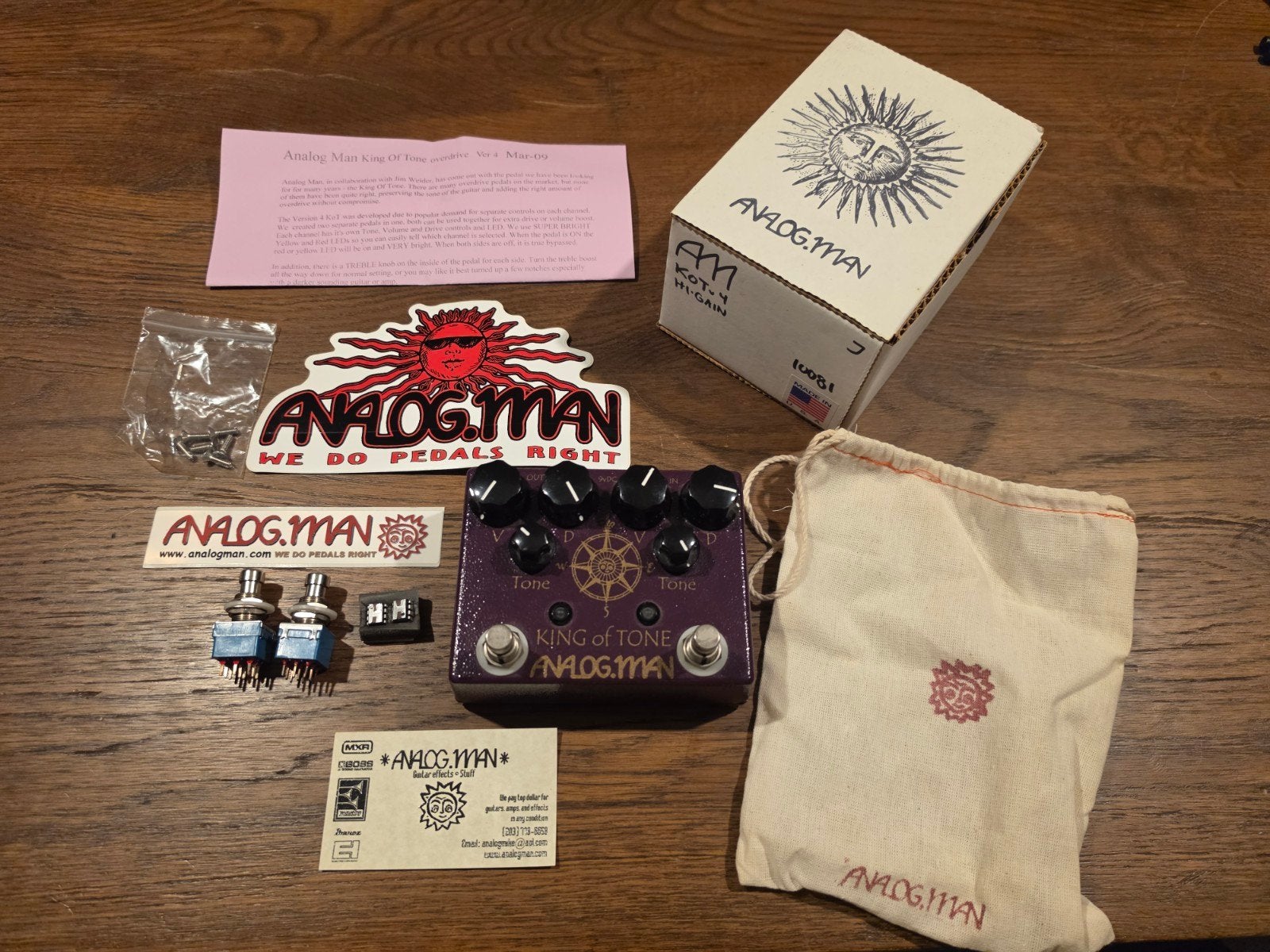 Analog Man King of Tone V4 Hi-Gain Overdrive Pedaal, Ophalen of Verzenden, Zo goed als nieuw, Distortion, Overdrive of Fuzz