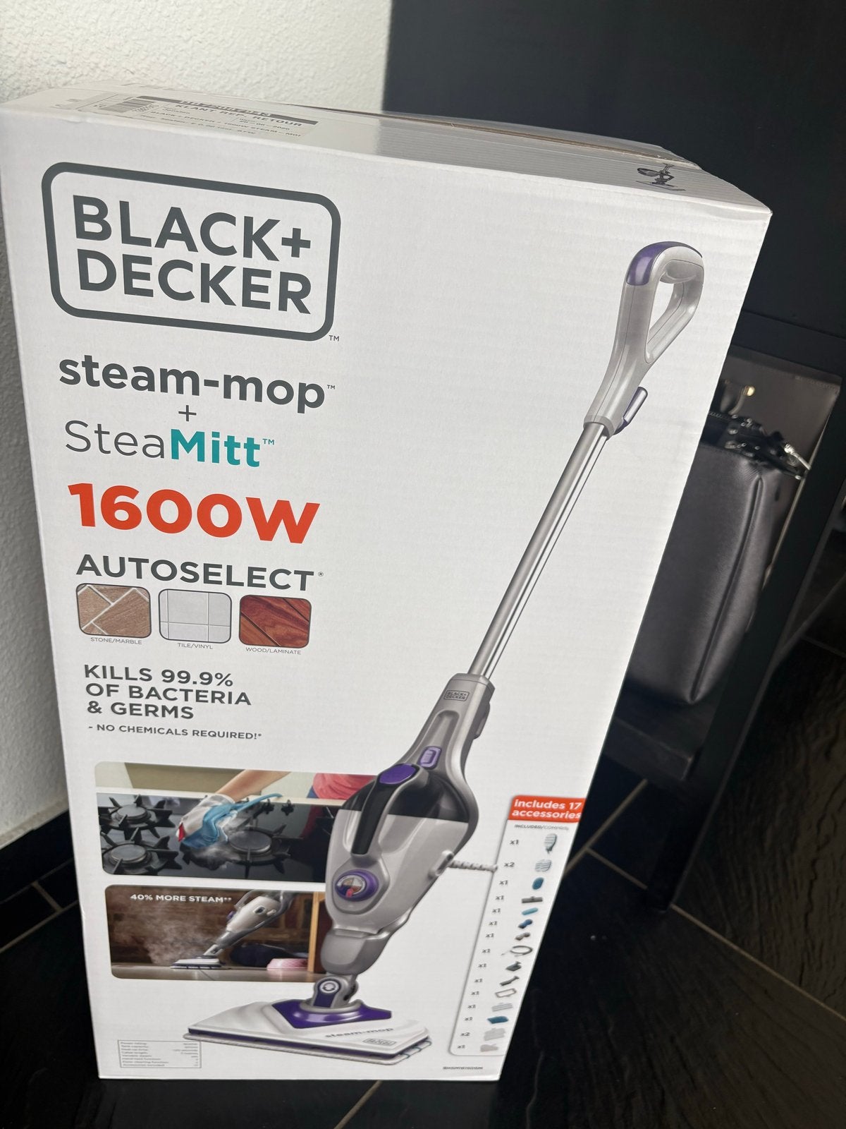 BLACK+DECKER Steam-mop + SteaMitt 1600W Stoomreiniger, Ophalen of Verzenden, Mop of Dweil