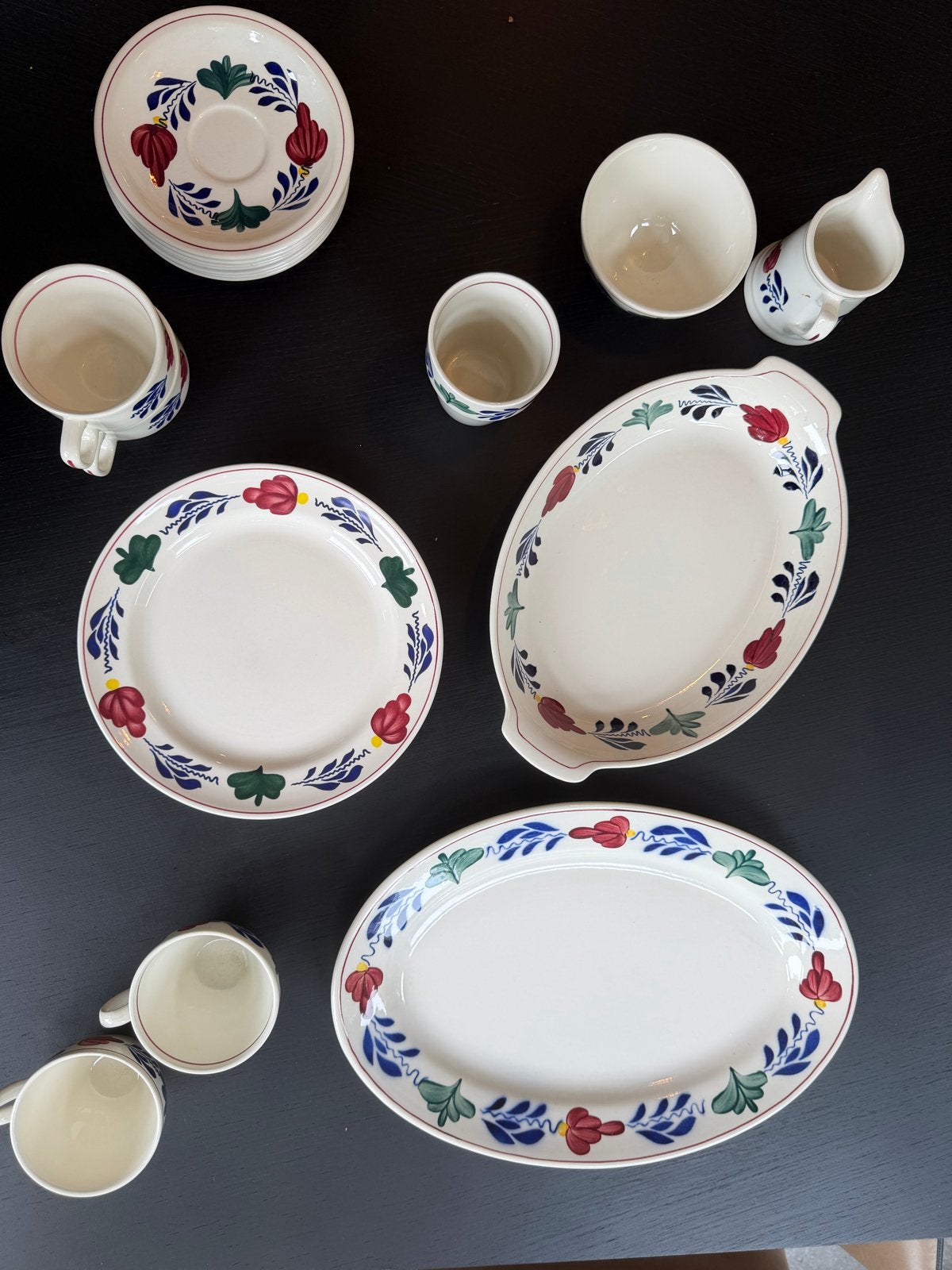 Boerenbont servies - Grote set van 20 stuks, Huis en Inrichting, Overige merken, Keramiek, Landelijk/Boerenbont, Ophalen of Verzenden