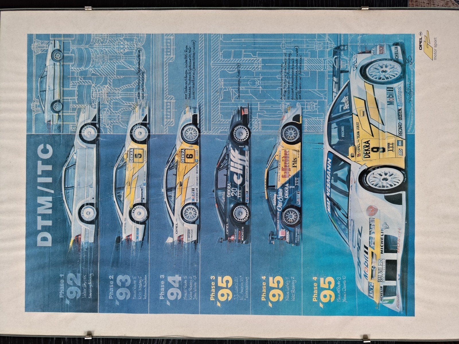 Opel DTM/ITC Poster - Historische Raceauto Evolutie, Ophalen of Verzenden, Gebruikt, Auto's