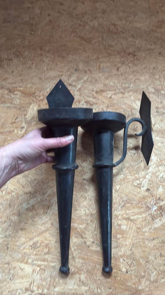 Metalen wandkandelaar 2x, Ophalen, 25 tot 50 cm, Zo goed als nieuw, Metaal