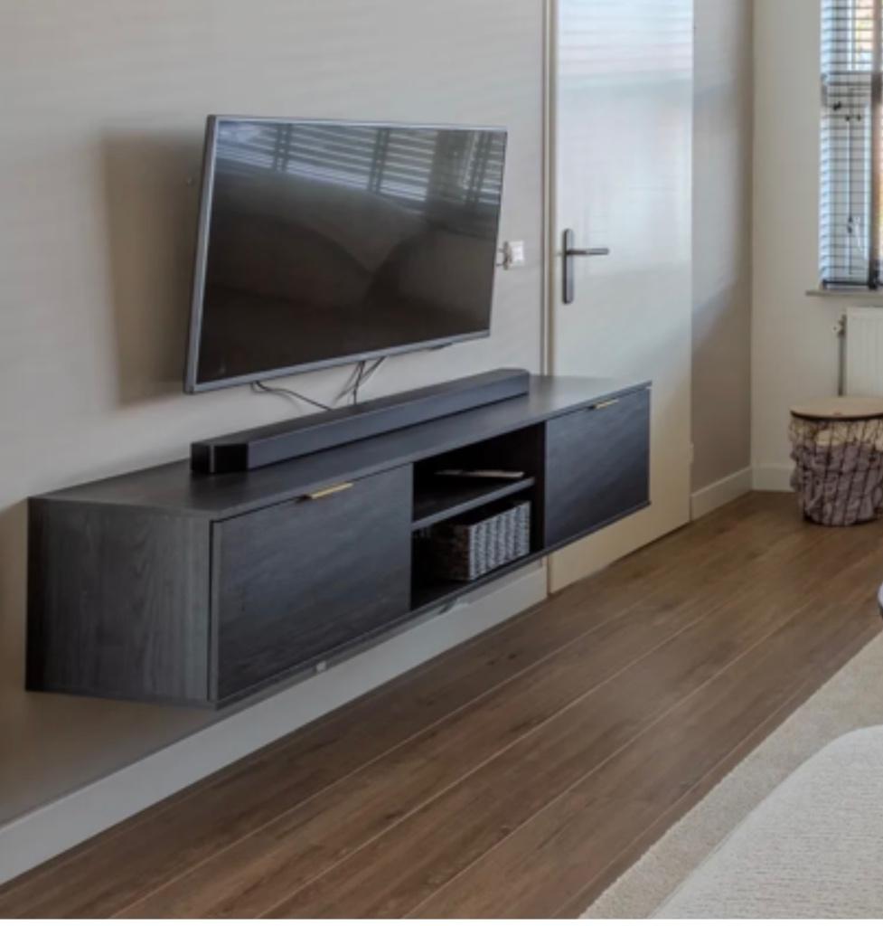 Tv meubel, Ophalen, Met klep(pen), 150 tot 200 cm, Eikenhout