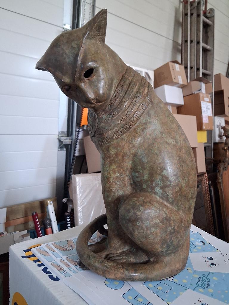 Kqpitaal Bronzen Beeld "Mistieke Egypthische Kat", Antiek en Kunst, Overige onderwerpen, Handgemaakt, Art nouveau, Ophalen of Verzenden