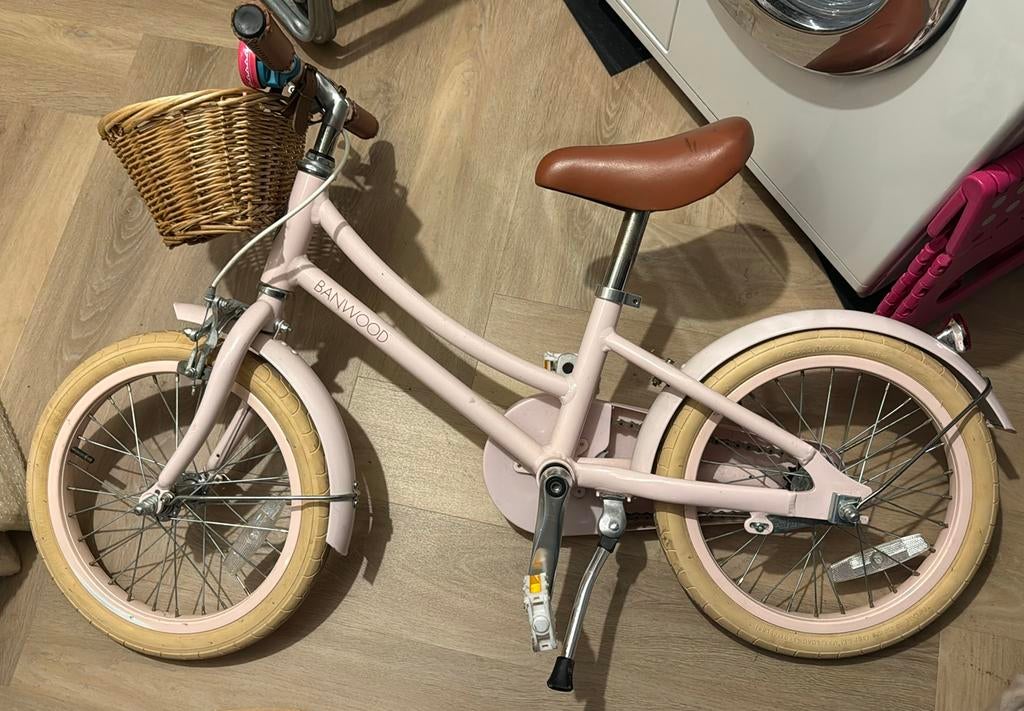 Veloretti blauw en banwood roze 16" kinderfiets:  3-6 jaar, Ophalen of Verzenden, Zo goed als nieuw, Velgrem, 16 tot 20 inch