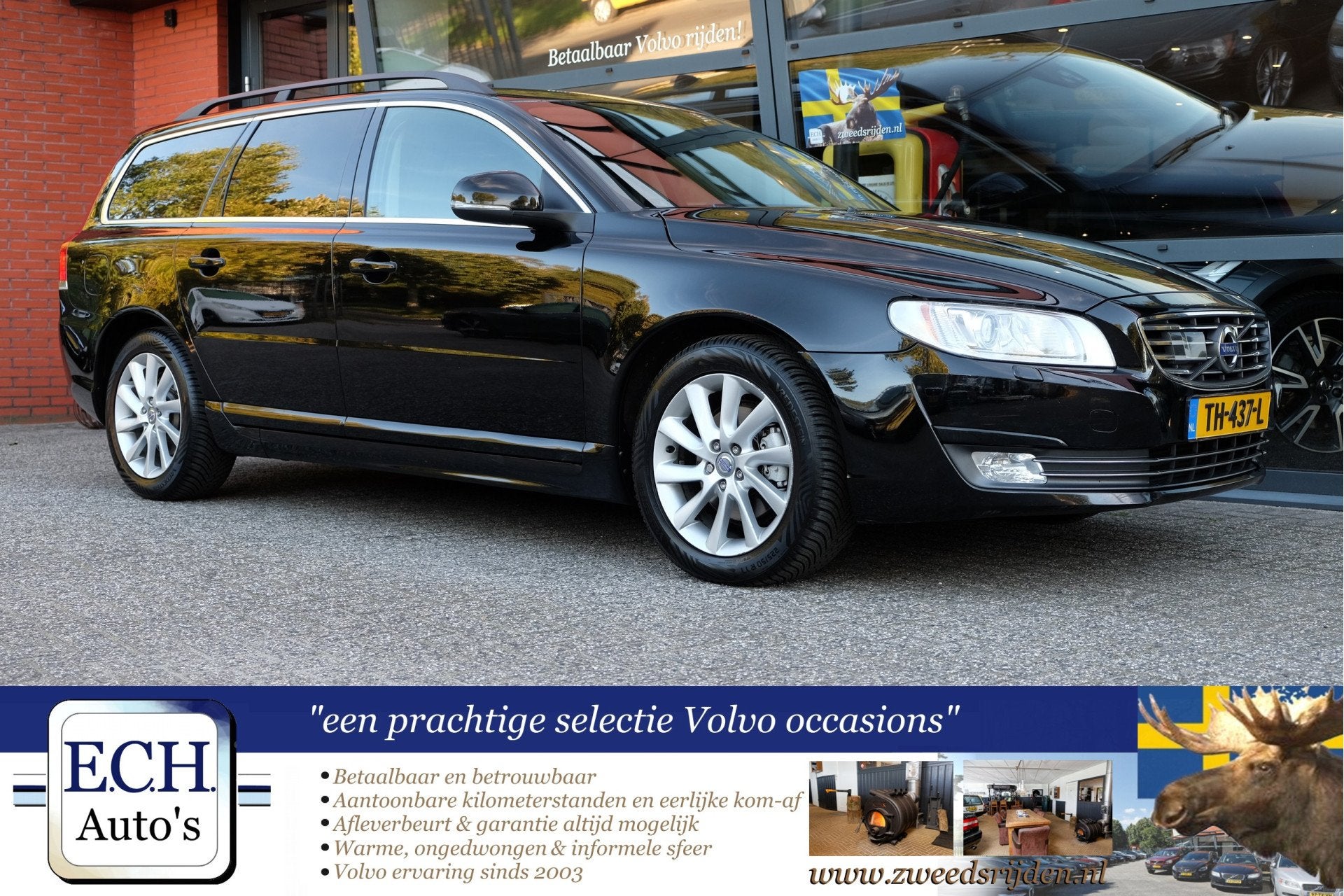 Volvo V70 2.0 T4 190 pk Aut. Adaptieve CC, Trekhaak, Stoelve, Auto's, Gebruikt, Leder en Stof, Zwart, V70