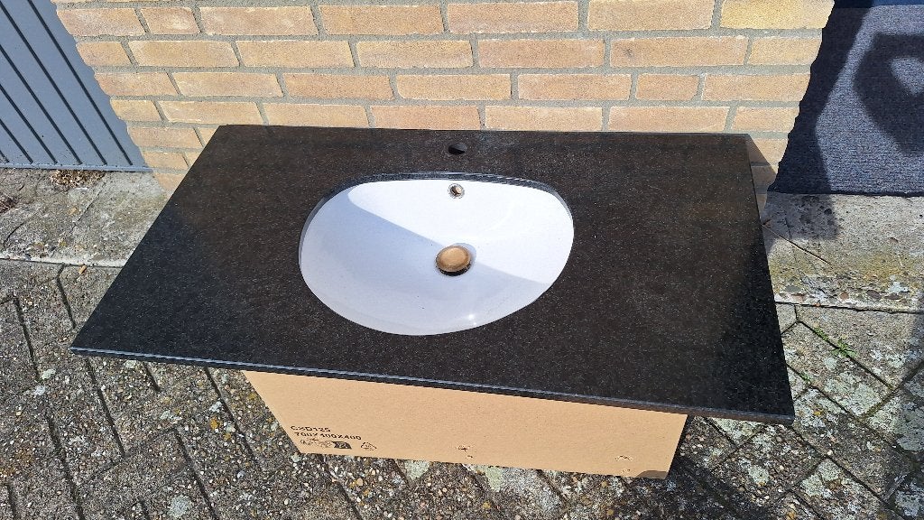 wastafel inbouw in zwart natuursteen blad 100x50 cm, Ophalen, Gebruikt, Steen, Wastafel