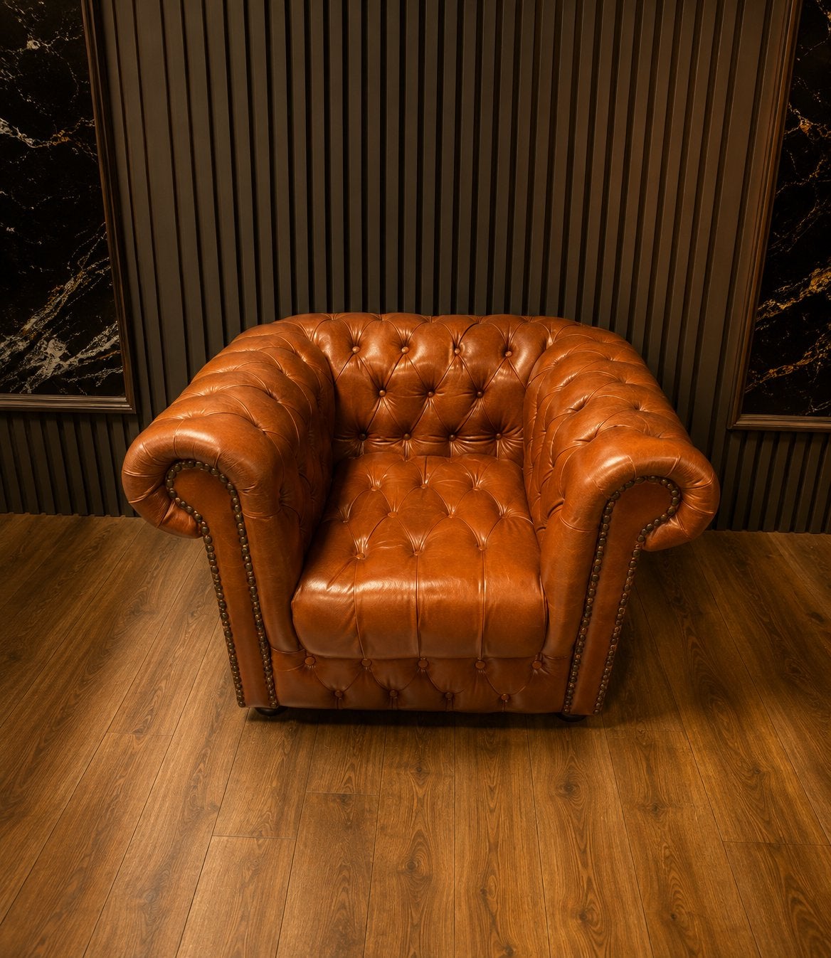 Mooie Chesterfield Lederen  Fauteuil!!, Ophalen of Verzenden, Zo goed als nieuw, 75 tot 100 cm, Leer