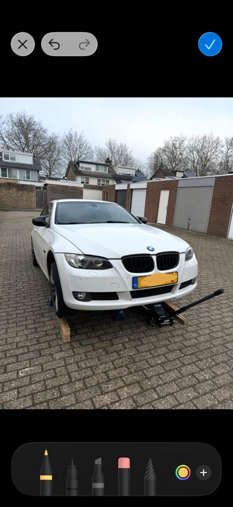 BMW E92 E93 voorbumper wit origineel alpinweiss 3 met PDC, Ophalen, Voor, BMW, Bumper