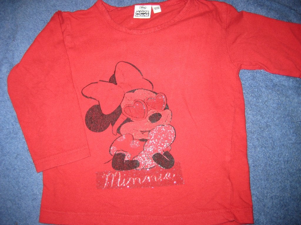 Rood shirt, 92/98, Minnie Mouse, Kinderen en Baby's, Ophalen of Verzenden, Zo goed als nieuw, Meisje, Shirt of Longsleeve