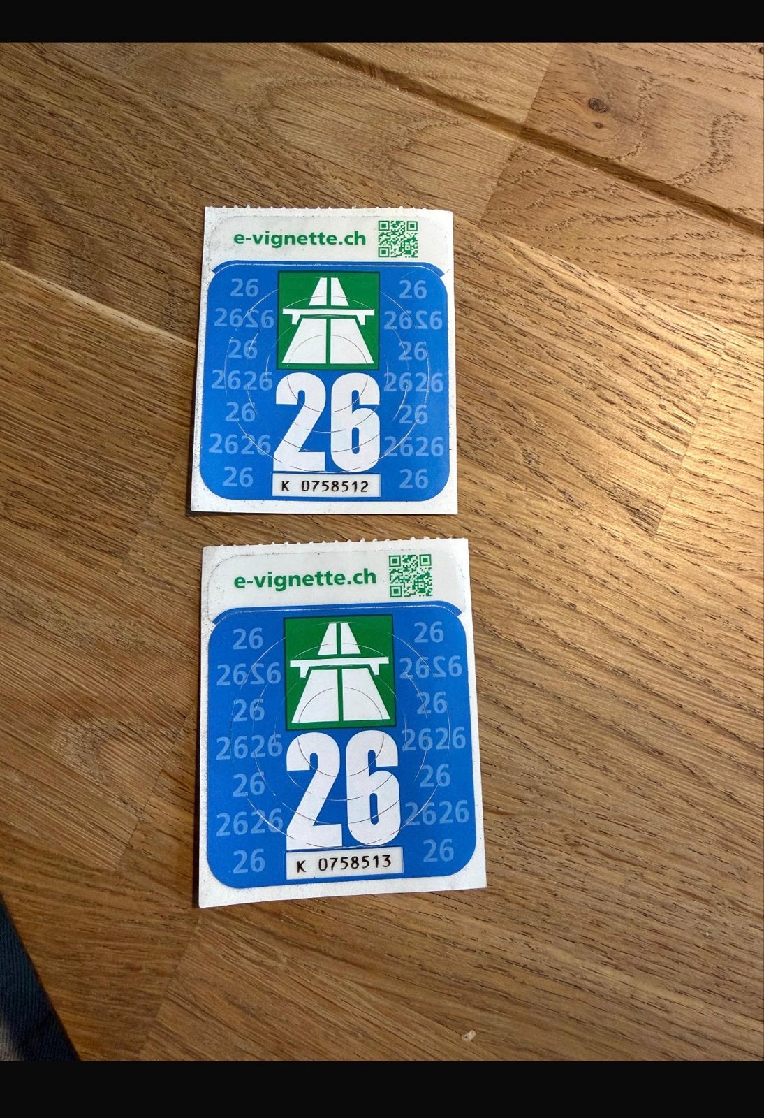 2x Zwitserland Vignetten 2026, Tickets en Kaartjes, Autovignetten