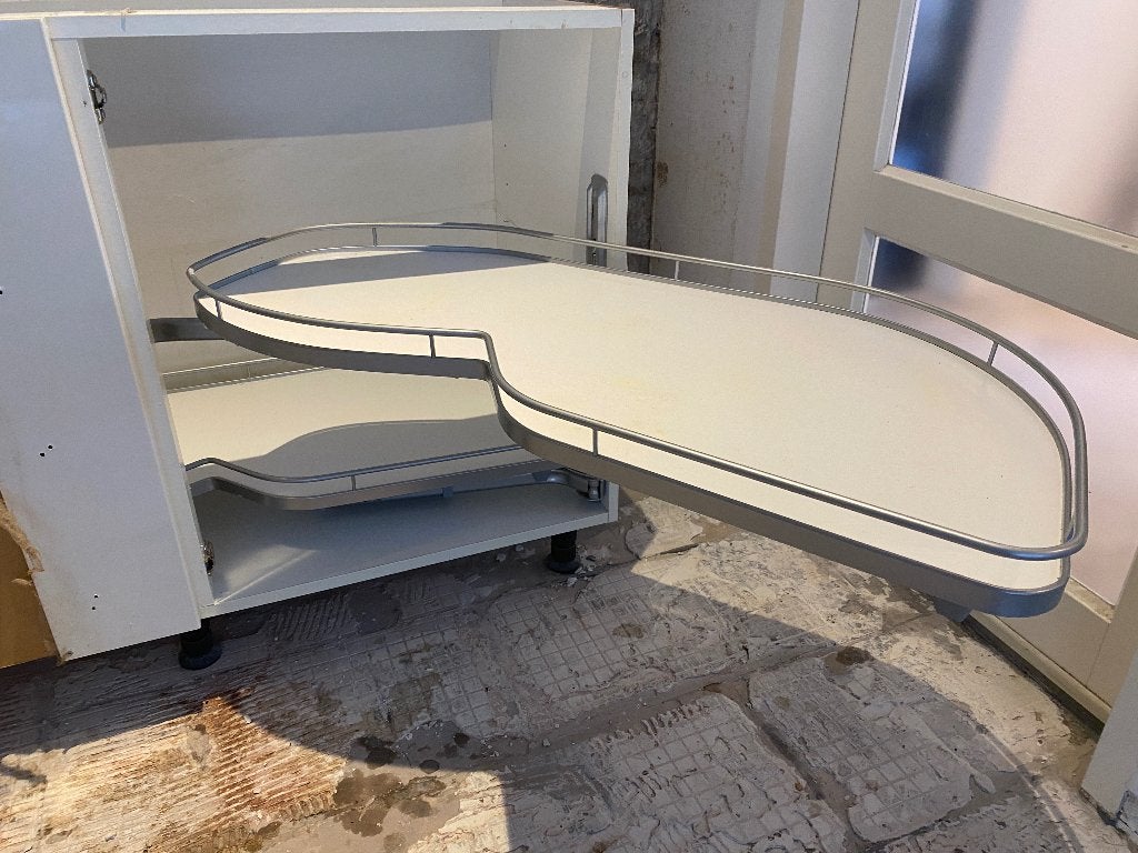 Hoekkast carrousel draaiplateau  Kesseböhmer LeMans 40 cm, Ophalen, Wit, 50 tot 100 cm, Zo goed als nieuw