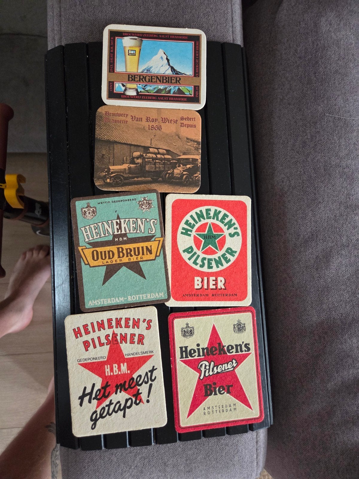 Vintage bierviltjes: Heineken, Bergenbier, Van Ron Wiese, Verzamelen, Ophalen of Verzenden, Gebruikt, Viltje(s), Heineken