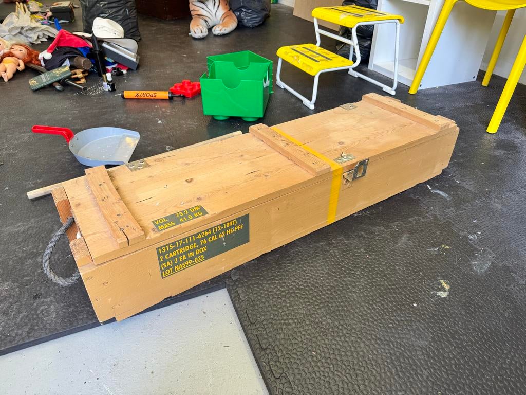 Houten munitiekist, Ophalen, Minder dan 50 cm, 100 tot 150 cm, Zo goed als nieuw