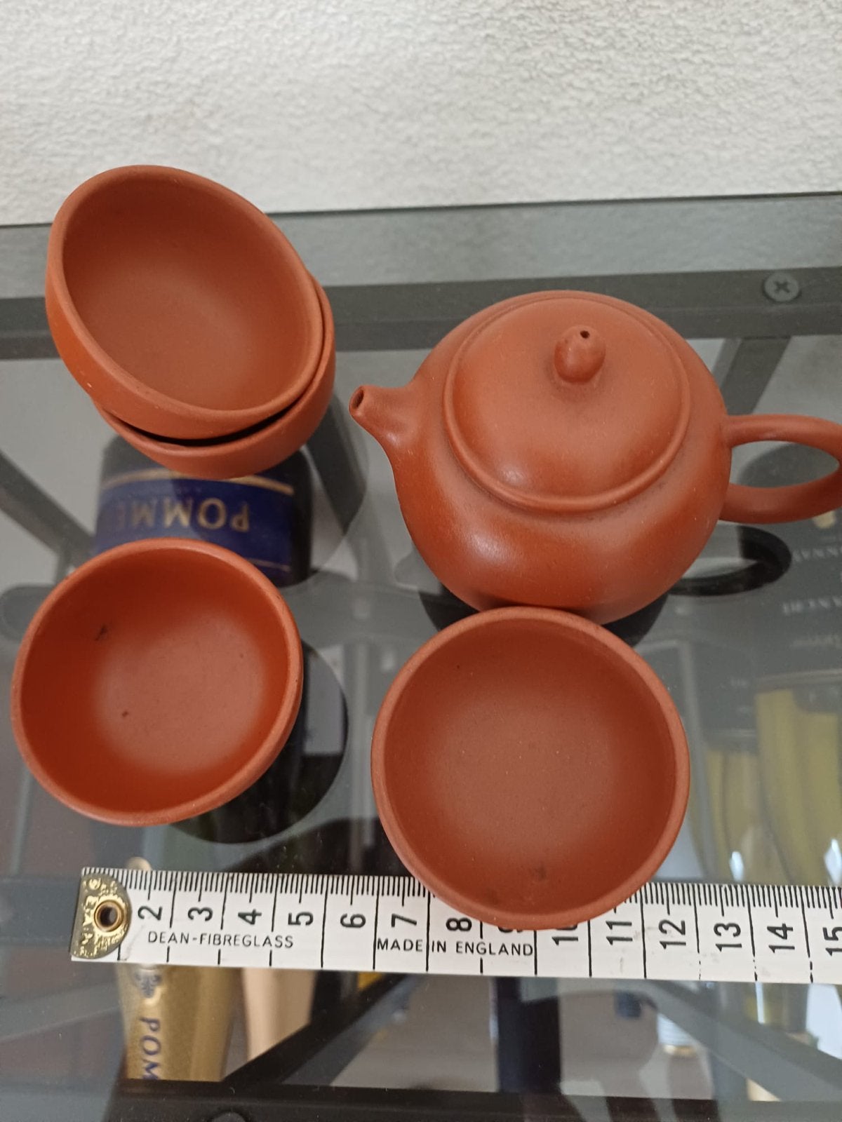 Mini theeservies van klei - 1 theepot, 3 kopjes, Ophalen of Verzenden