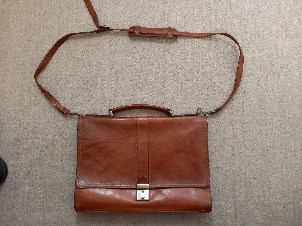 Vintage Leren La Moda Tas, Ophalen of Verzenden, Gebruikt, Bruin, Overige typen