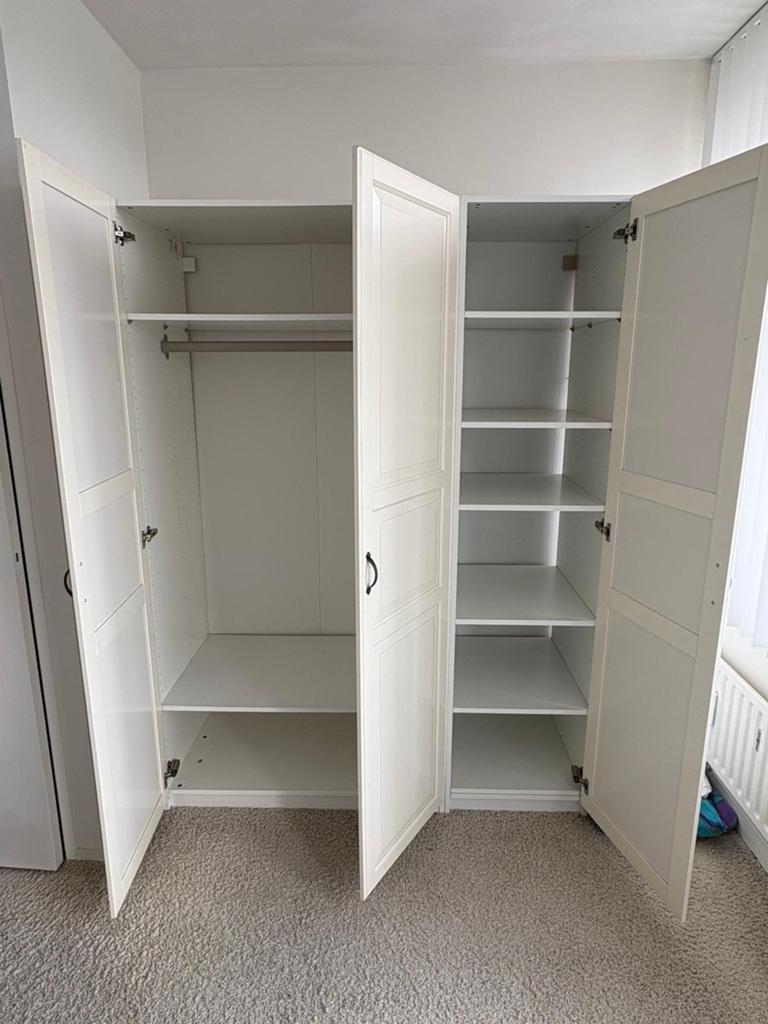 Witte kledingkast, Huis en Inrichting, Ophalen, Met deur(en), Gebruikt, 100 tot 150 cm