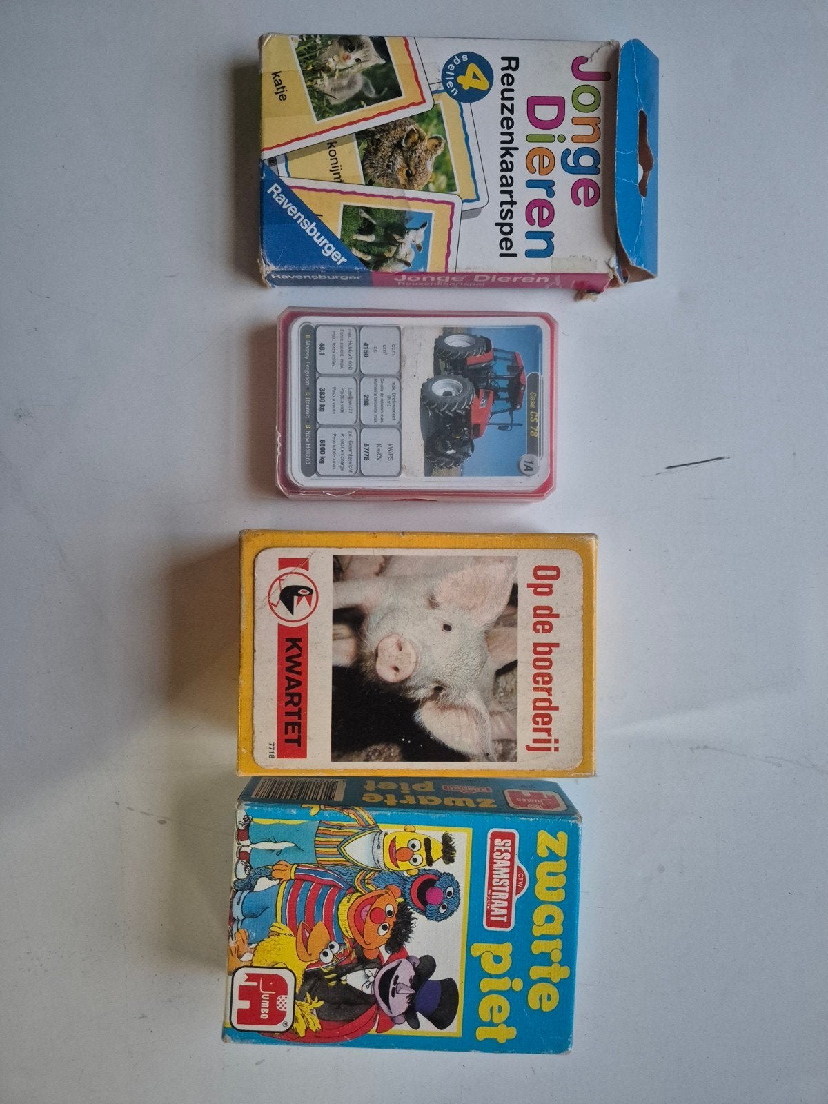 4 kwartet- kaartspellen: Jonge Dieren, Zwarte Piet, Boerde, Een of twee spelers, Ophalen of Verzenden, Gebruikt, Ravensburger, Jumbo