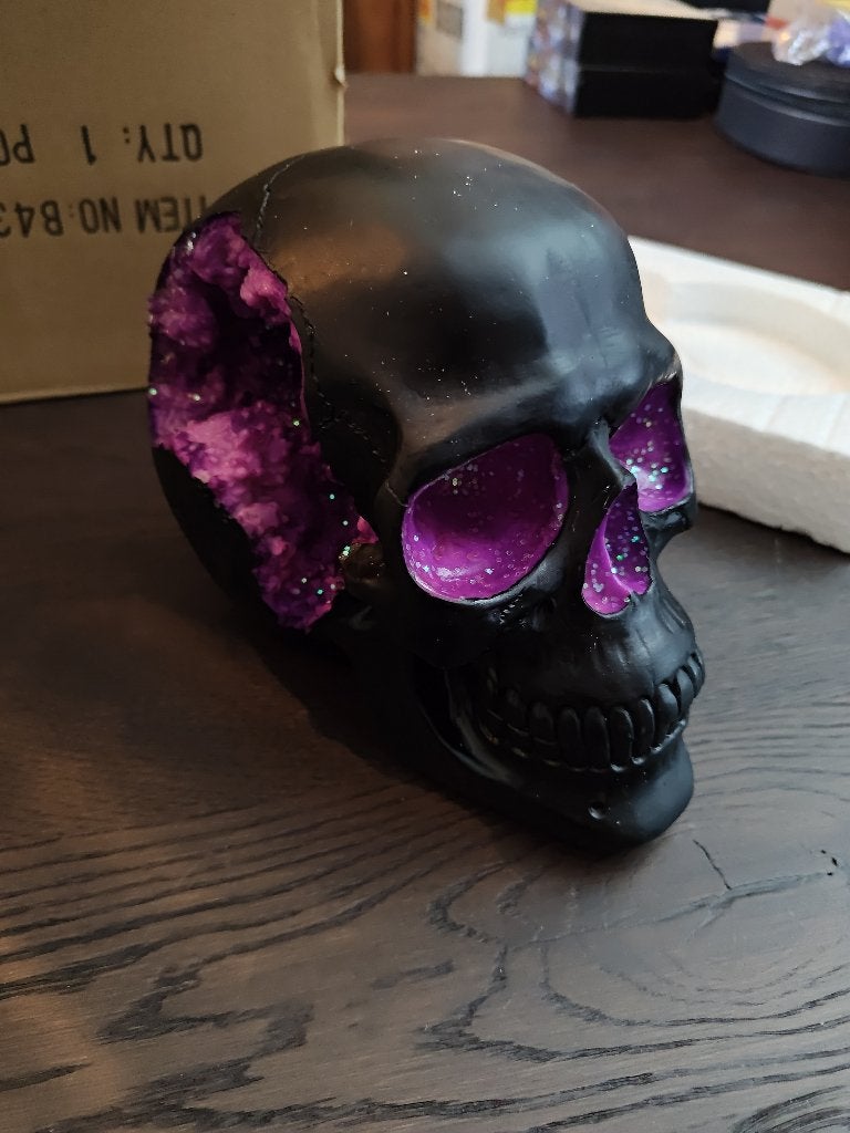Paarse Schedel decoratie met kristal, Ophalen of Verzenden, Nieuw, Mens
