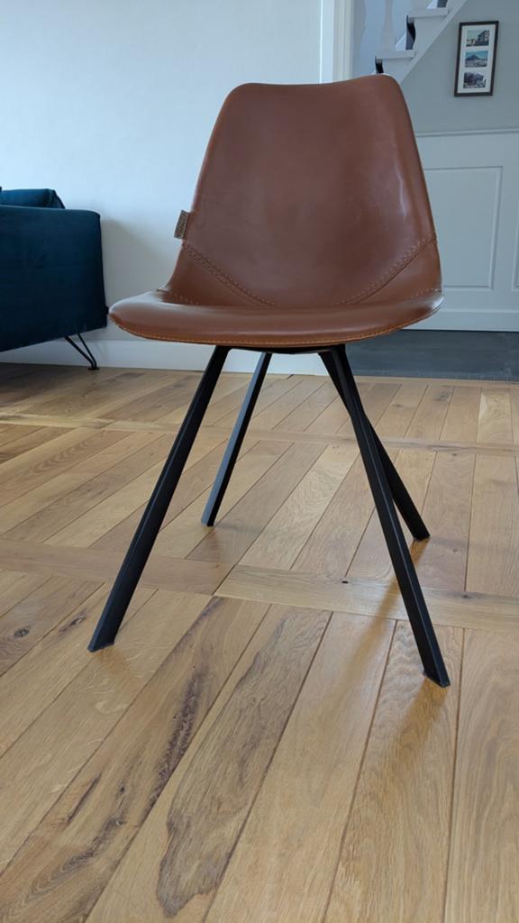 Dutchbone Fauteuil/Eetkamerstoel - Cognac Leer, Huis en Inrichting, Stoelen, Ophalen, Bruin, Zo goed als nieuw, Eén