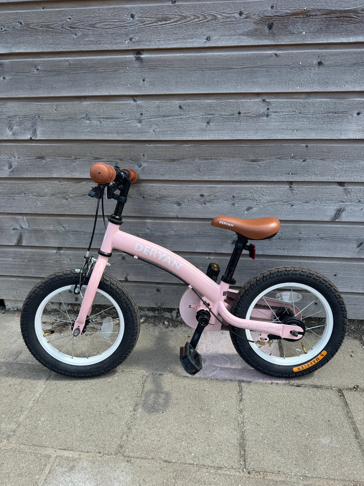 Deryan 14 inch roze meisjes fiets, Ophalen, Gebruikt, 16 tot 20 inch