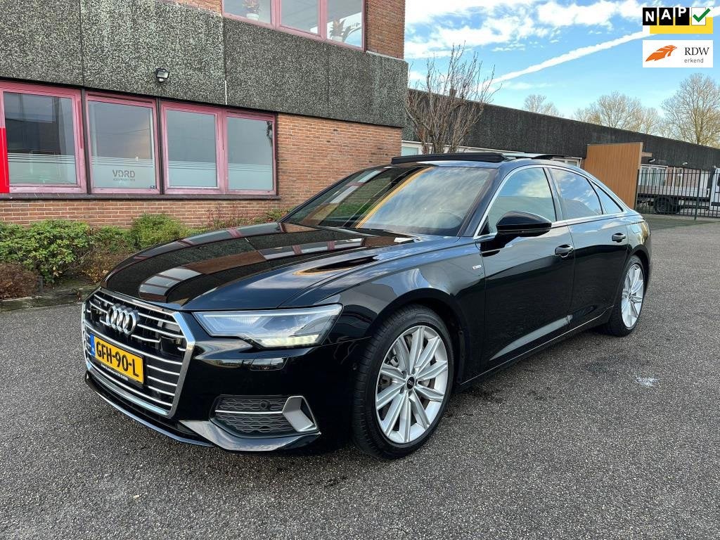 Audi A6 Limousine 50 TFSI e quattro S edition Limo Pano Head, Gebruikt, Euro 6, 4 cilinders, Leder en Stof