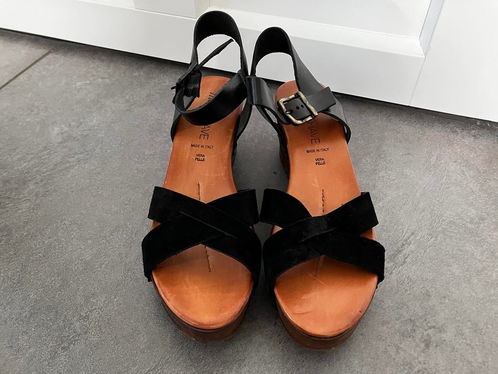MissBehave sandalen maat 40, zwart, Zwart, Zo goed als nieuw, Sandalen of Muiltjes, Ophalen of Verzenden