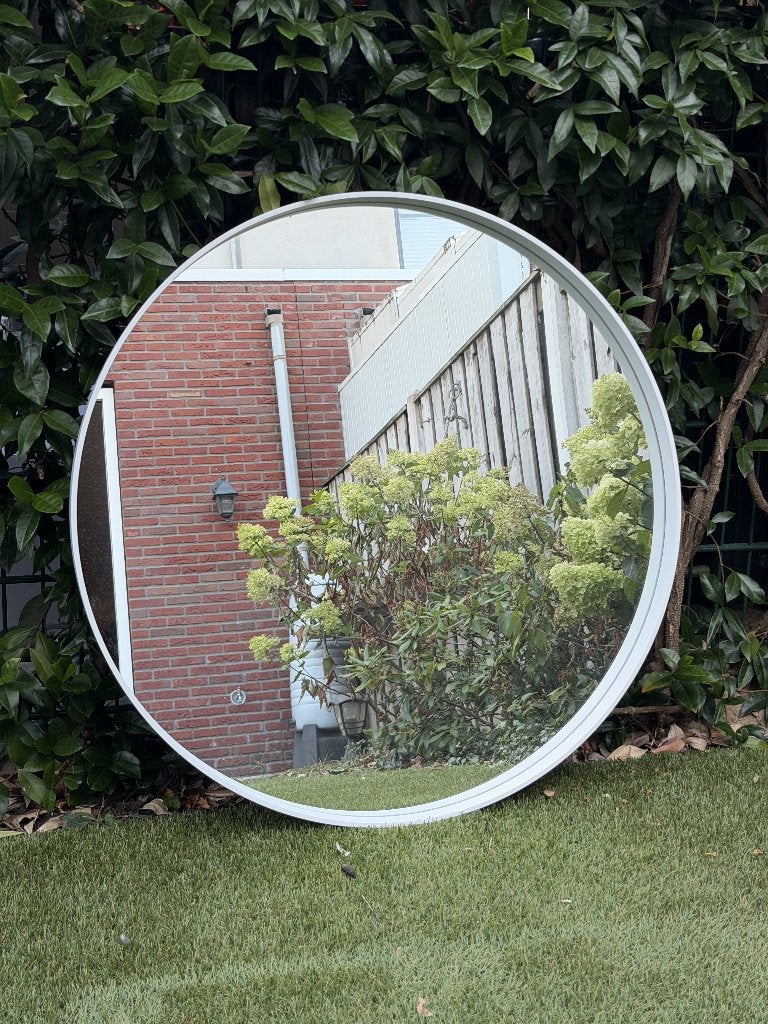Ronde spiegel wit 80 cm van Sanitairwinkel, Huis en Inrichting, Woonaccessoires | Spiegels, Ophalen, Rond, Zo goed als nieuw, 75 tot 100 cm
