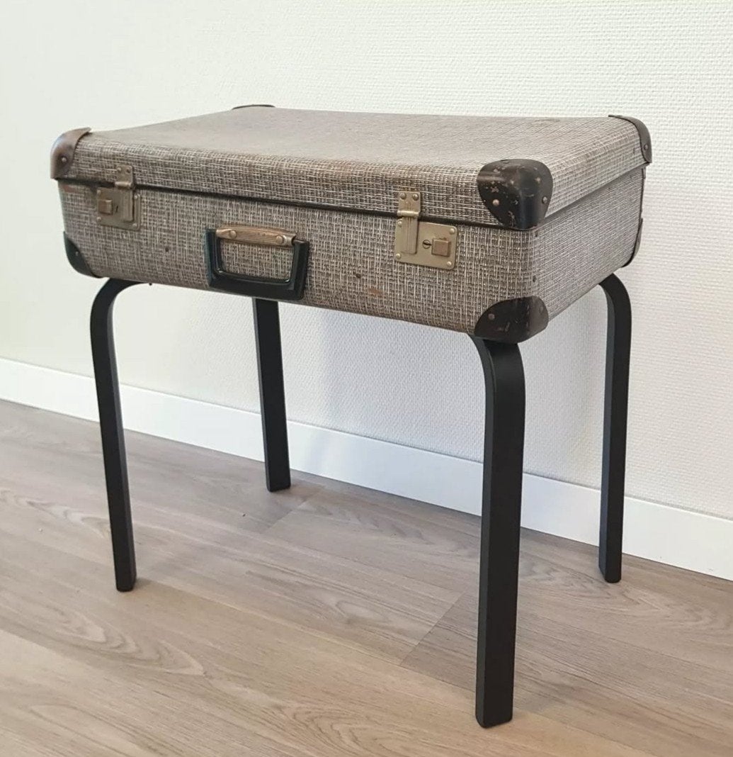 🍂 Unieke koffertafel / bijzettafeltje, Ophalen, Rond, Minder dan 55 cm